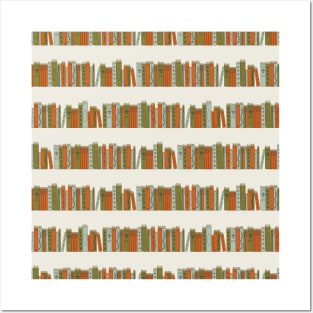 Pattern with vintage books on bookshelves Posters and Art